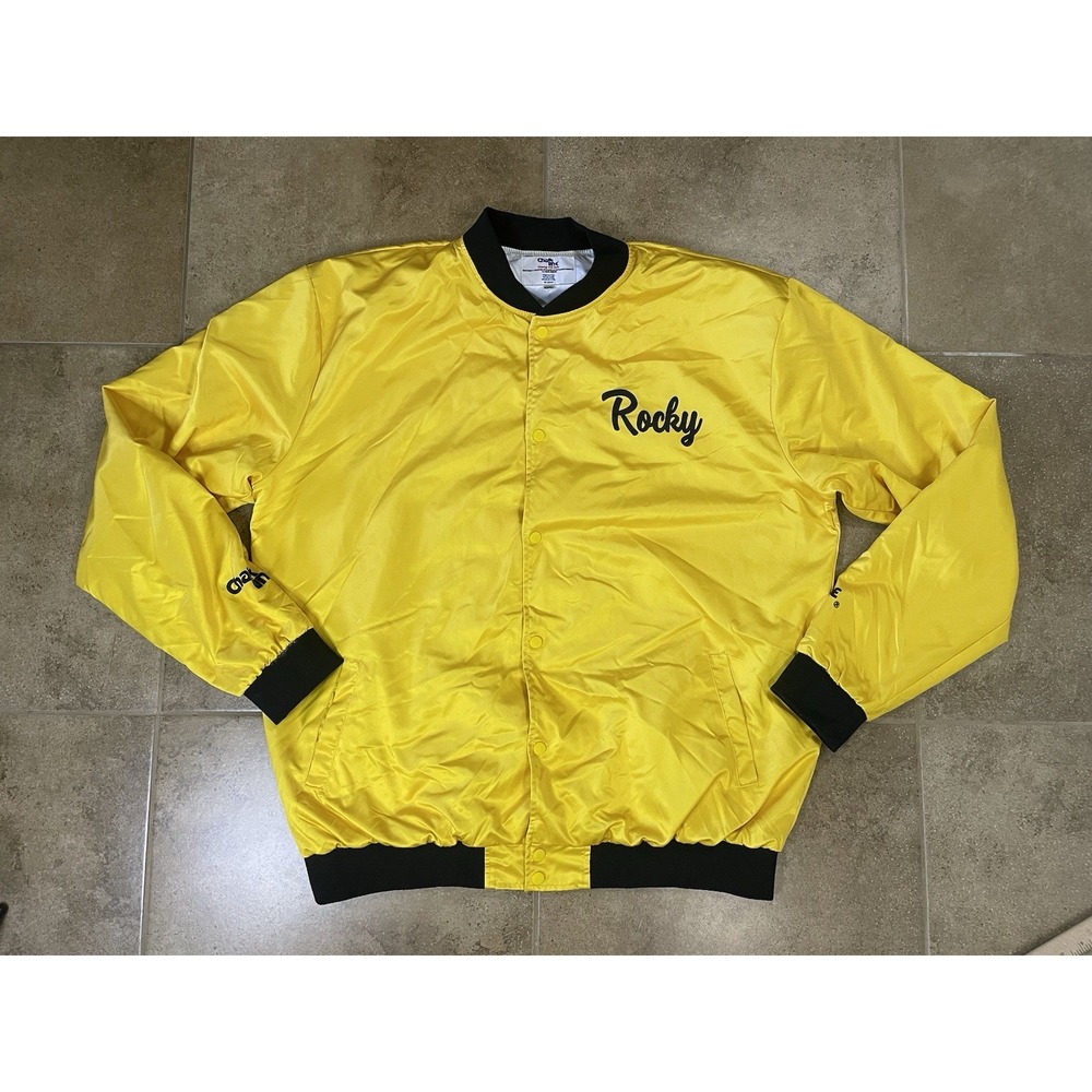 Chalk Line Rocky Balboa Italian Stallion Mens 3XL Satin Bomber Yellow Jacket Box